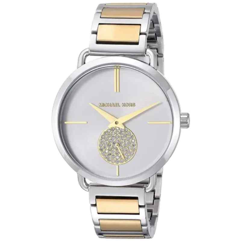 Michael Kors MK3679 Women's Silver & Gold Tone Watch Classic White Dial