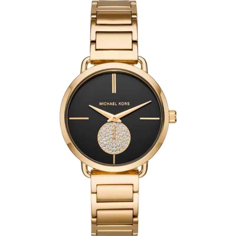 Michael Kors Portia MK3788 Women's Gold Tone Stainless Steel Watch with Black Dial