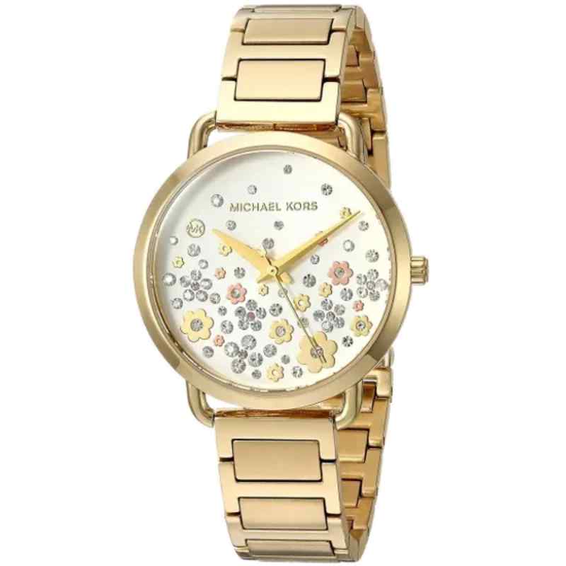 Michael Kors MK3840 Women's Gold Tone Stainless Steel Watch with White Dial