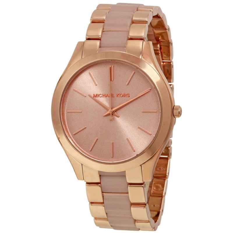 Michael Kors Slim Runway Rose Gold Tone & Blush Pink Acetate Watch MK4294