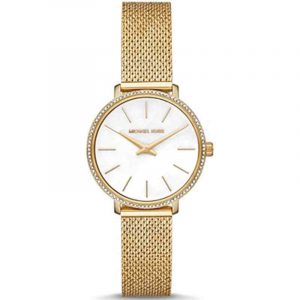 Michael Kors Women's MK4619 Gold Plated Analog Watch Classic White Dial