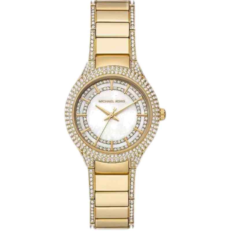 Michael Kors Sylvia MK4655 Women's Gold Tone Watch with Mother of Pearl Dial