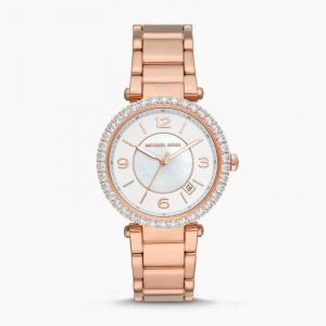 Michael Kors Parker Three Hand Rose Gold Tone Stainless Steel Women's Watch MK4695