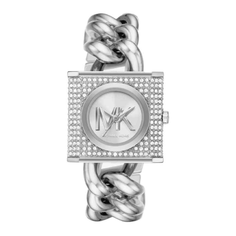 Michael Kors Women's Silver Tone Square Crystal Watch MK4718 25mm
