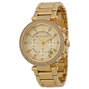 Michael Kors Parker Chronograph Champagne Dial Gold Tone Watch MK5354