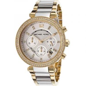 Michael Kors Parker Chronograph Two Tone Women's Watch Silver Dial MK5687