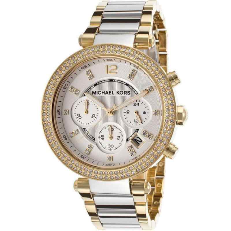 Michael Kors Parker Chronograph Two Tone Women's Watch Silver Dial MK5687
