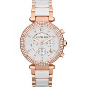 Michael Kors Parker Chronograph Watch Rose Gold & White MK5774