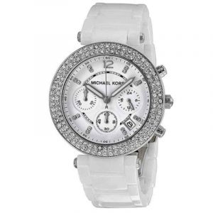 Michael Kors MK5848 Parker White Glitz Ceramic Ladies Watch