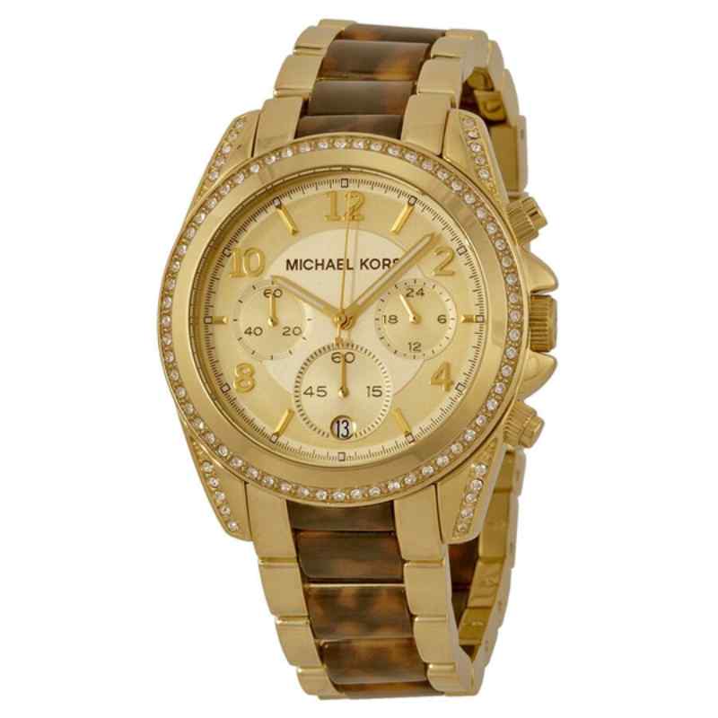 Michael Kors Blair Chronograph Champagne Dial Gold Tone & Tortoise Watch MK6094