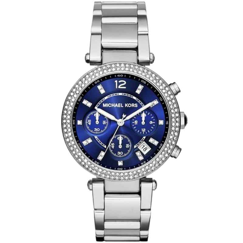Michael Kors Parker Chronograph Blue Dial Stainless Steel Women's Watch MK6117