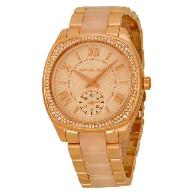 Michael Kors Bryn Rose Gold Tone Women's Watch with Crystal Set Bezel MK6135