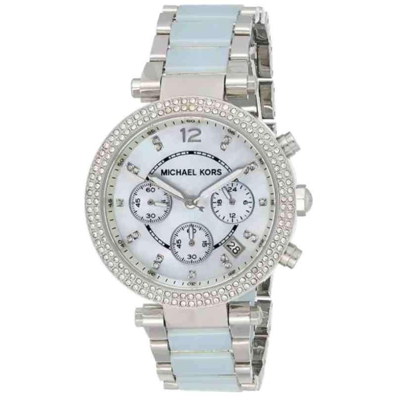 Michael Kors Parker MK6138 Women's Two Tone Watch Silver & Blue