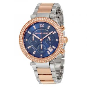 Michael Kors Parker Chronograph Two Tone Ladies' Watch Blue Dial MK6141
