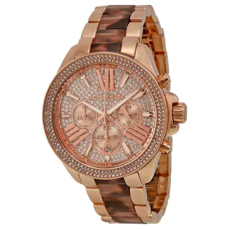 Michael Kors Wren Chronograph Rose Gold Tone & Tortoise Watch MK6159