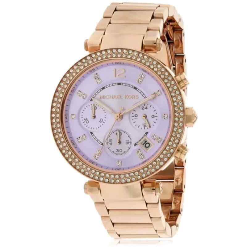Michael Kors MK6169 Women's Rose Gold and Purple Chronograph Watch