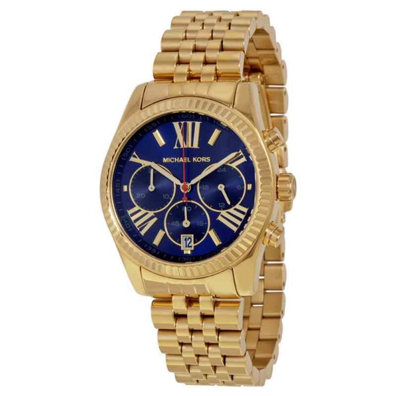 Michael Kors Lexington Chronograph Blue Dial Gold Tone Ladies' Watch MK6206