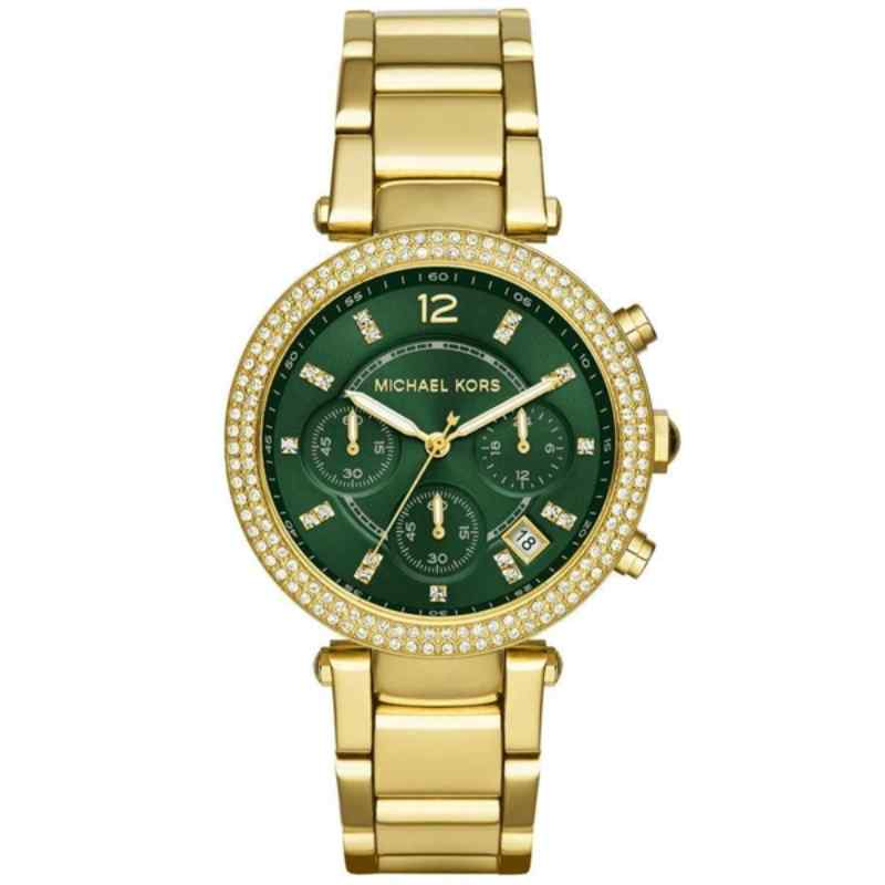 Michael Kors Parker Green Gold Chronograph Watch MK6263