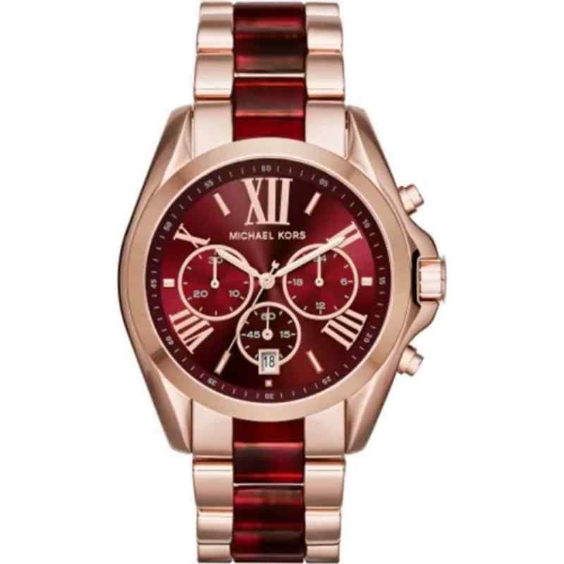 Michael Kors Bradshaw MK6270 Two Tone Rose Gold & Burgundy Watch 43mm