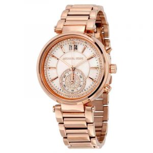 Michael Kors Sawyer Rose Gold Tone & Mother of Pearl Crystal Watch MK6282
