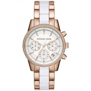 Michael Kors Ritz Chronograph Watch Rose Gold & White 37mm MK6324
