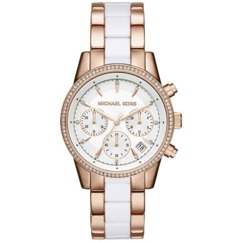 Michael Kors Ritz Chronograph Watch Rose Gold & White 37mm MK6324