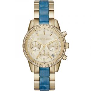 Michael Kors Ritz Chronograph Gold Tone & Blue Women's Watch MK6328