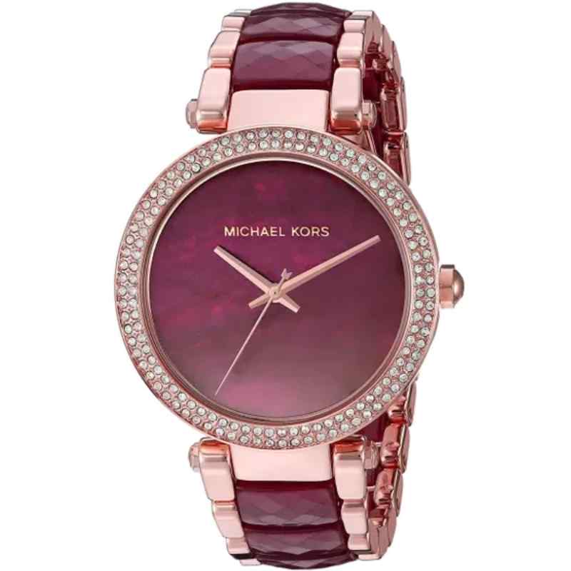 Michael Kors MK6412 Women's Burgundy Dial Rose Gold Tone Stainless Steel Watch