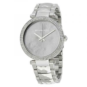 Michael Kors Parker Glitz Women's Watch Mother of Pearl Dial Silver Tone Stainless Steel Bracelet