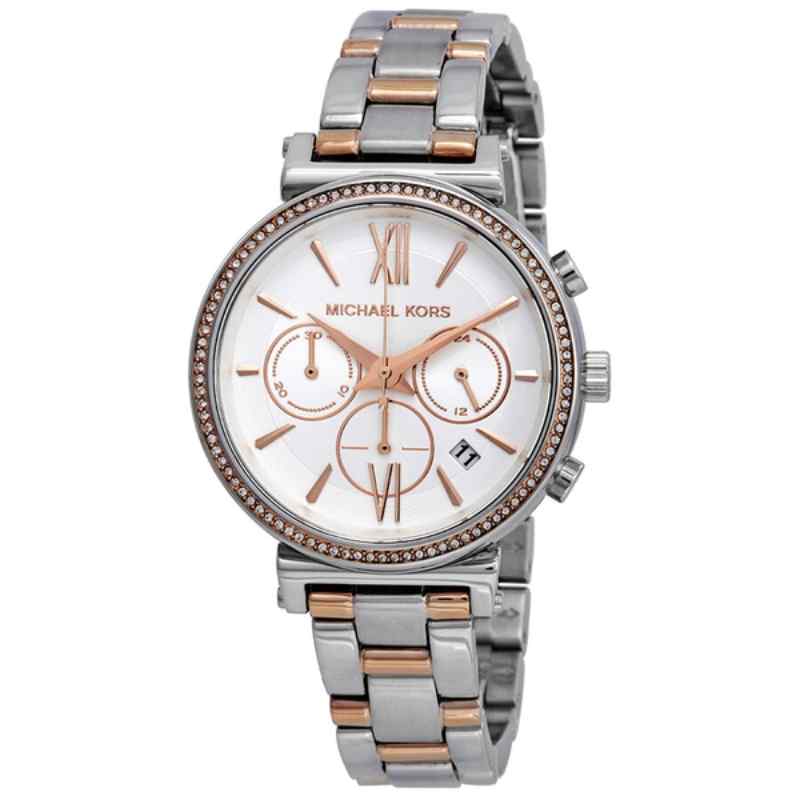 Michael Kors Sofie Chronograph Crystal Embellished Silver Tone Watch MK6558