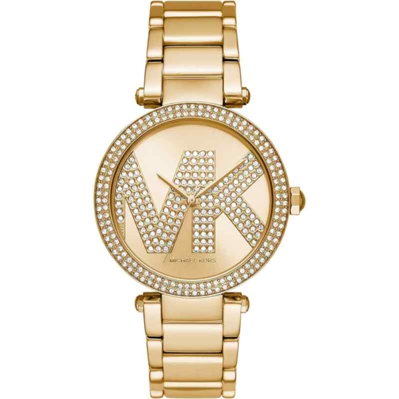 Michael Kors Parker Gold Tone Watch with Pave Crystals 39mm MK6659