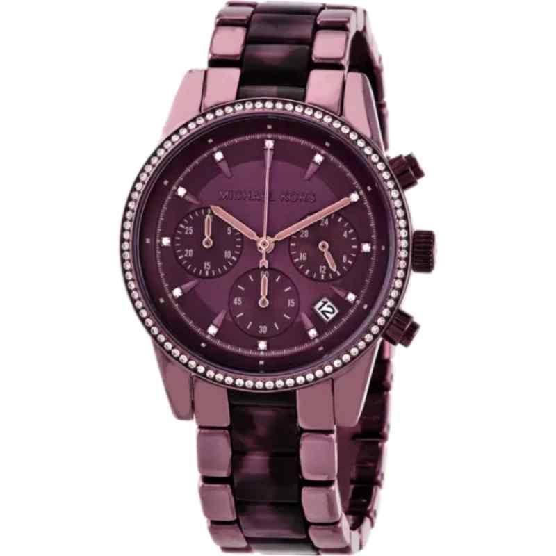 Michael Kors Ritz MK6720 Women's Lavender Chronograph Watch with Tortoise Acetate Accents