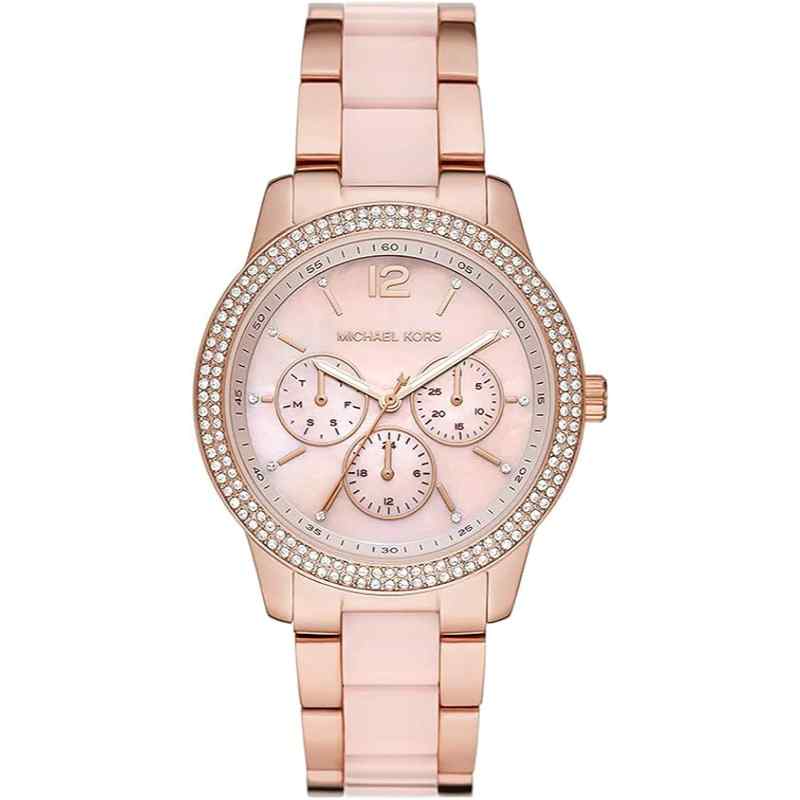 Michael Kors MK6828 Oversized Tibby Pavé Rose Gold Tone Acetate Watch