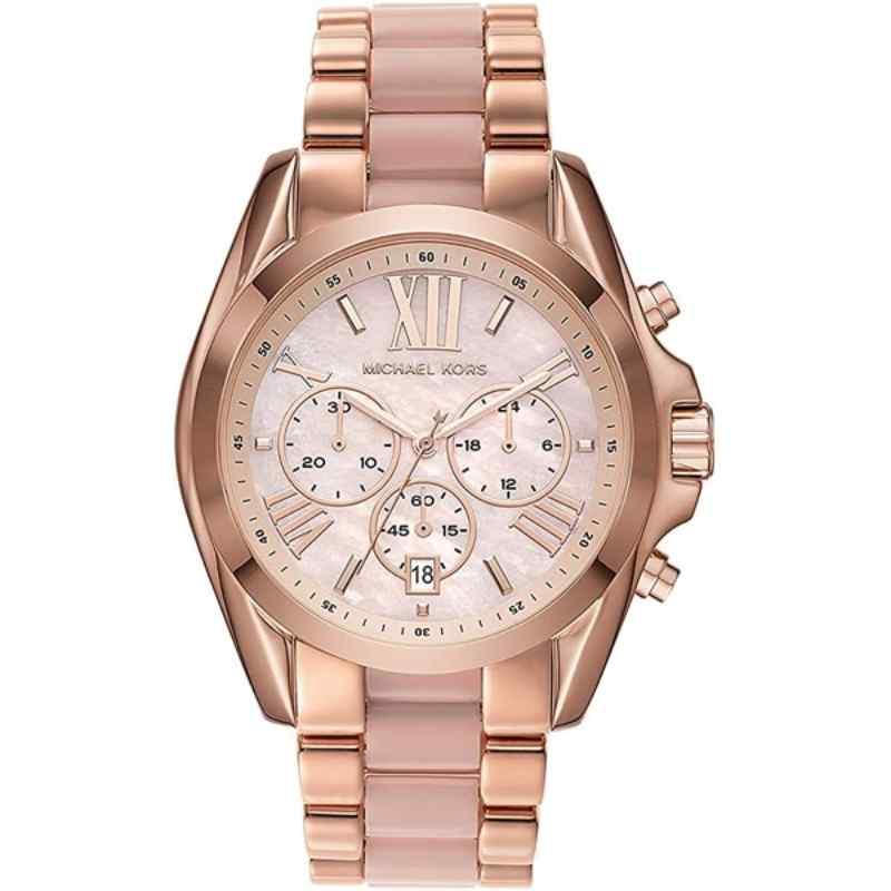 Michael Kors Bradshaw Chronograph Rose Gold Tone & Pink Acetate Ladies' Watch MK6830