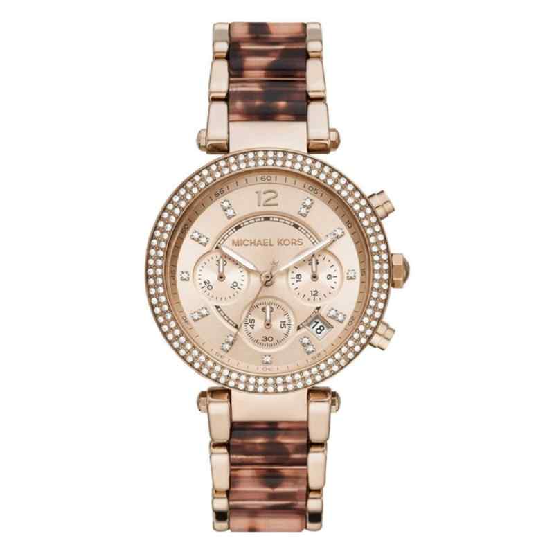 Michael Kors Parker Chronograph Rose Gold Tone & Acetate Watch MK6832