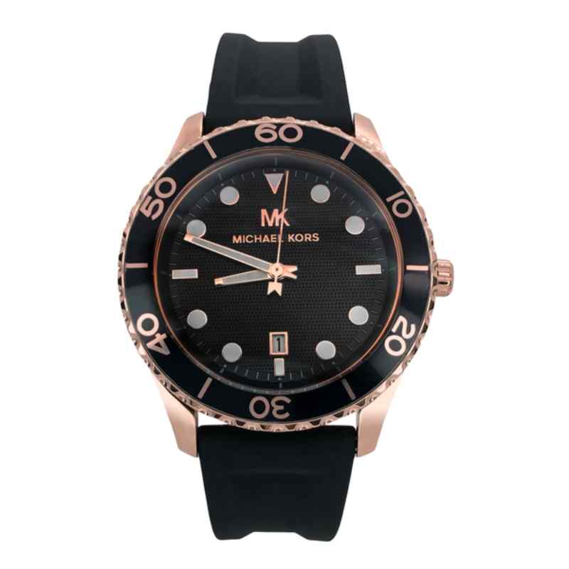 Michael Kors Runway Black Silicone Strap Watch MK6852