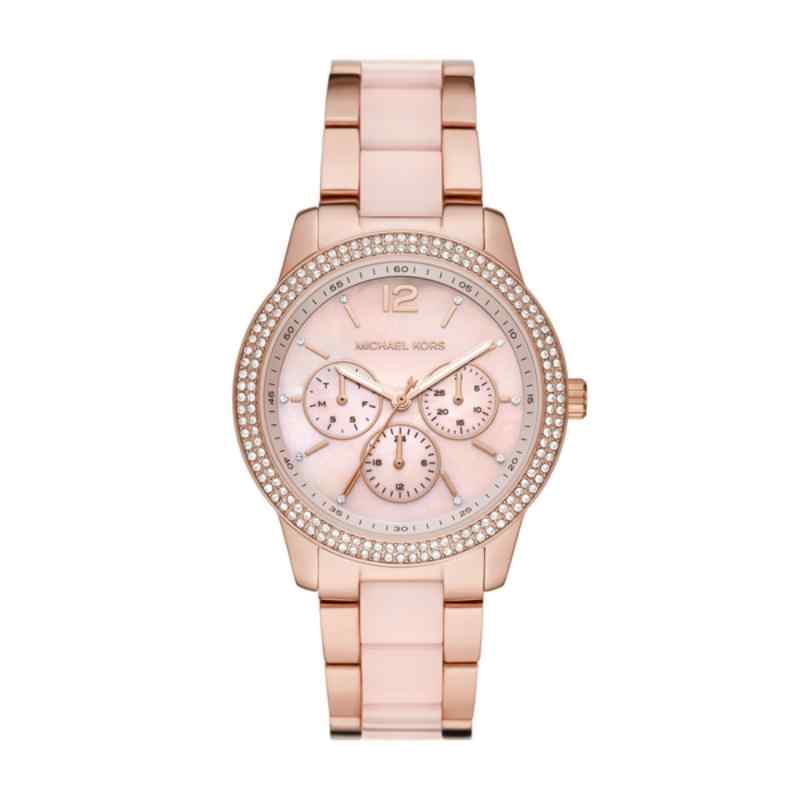 Michael Kors MK6928 Women's Pink Dial Gold Tone Watch with MultiColour Bracelet