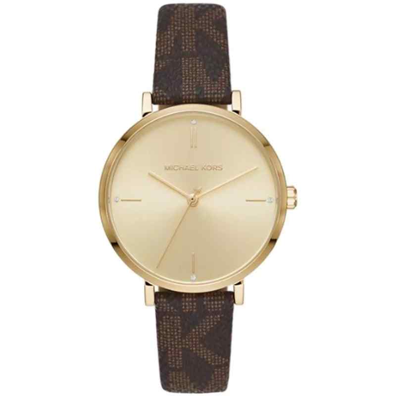 Michael Kors MK7129 Jayne Gold Dial Brown Leather Strap Women's Watch