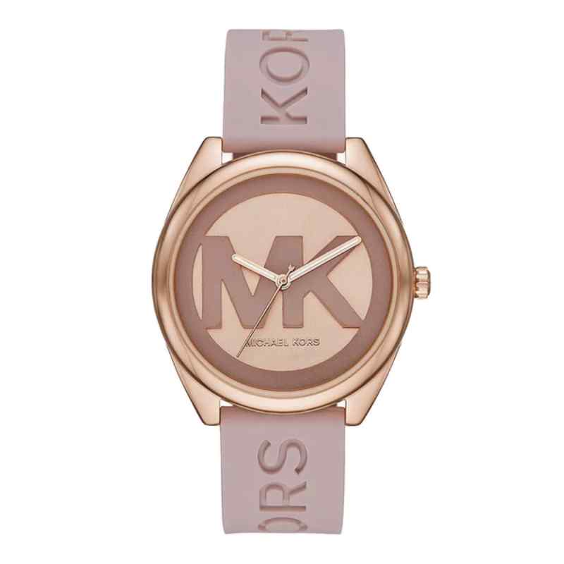 Michael Kors Janelle Pink Silicone Watch Rose Gold 42mm MK7139