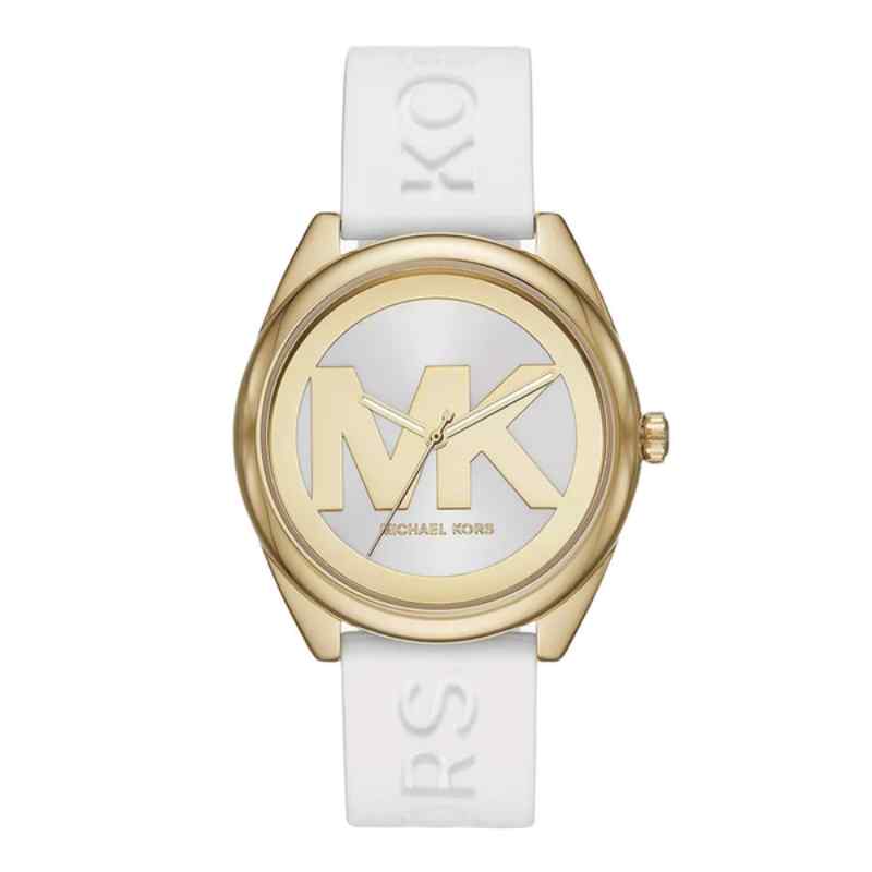 Michael Kors Janelle White Silicone Watch 42mm Gold/White MK7141