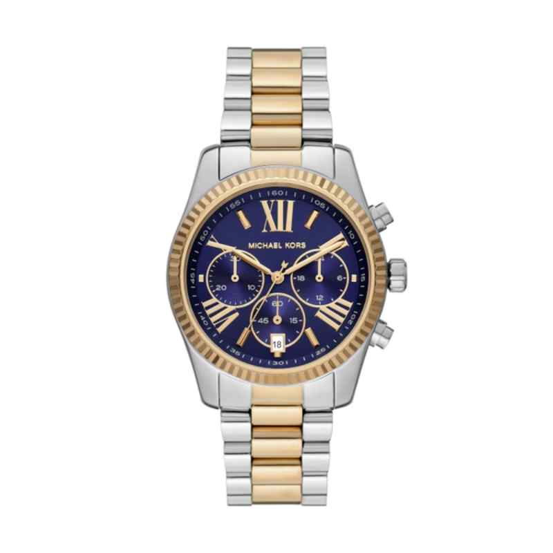 Michael Kors Lexington Two Tone Stainless Steel Women's Watch Blue Dial MK7218