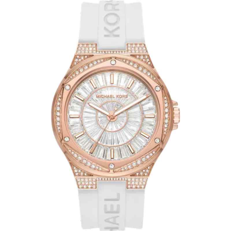 Michael Kors Lennox MK7248 Women's Rose Gold Tone & White Silicone Watch