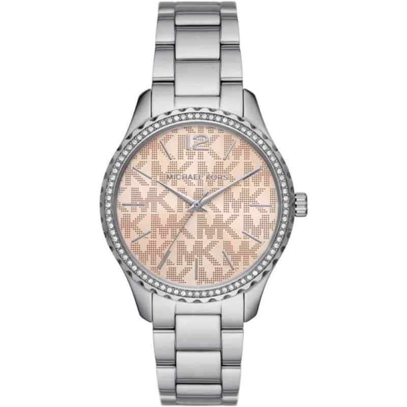 Michael Kors Layton Pink Dial Silver Tone Watch MK7298 38mm