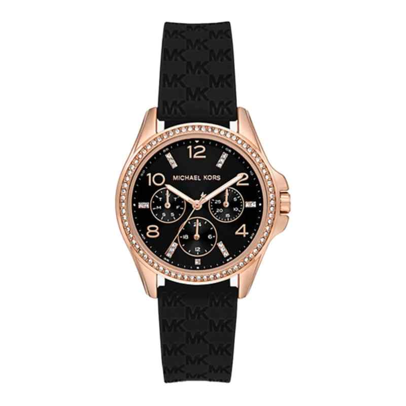 Michael Kors Mini Pilot Women's Rose Gold & Black Chronograph Watch 36mm MK7373