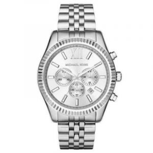 Michael Kors Lexington Chronograph Silver Tone Men's Watch MK8405 45mm