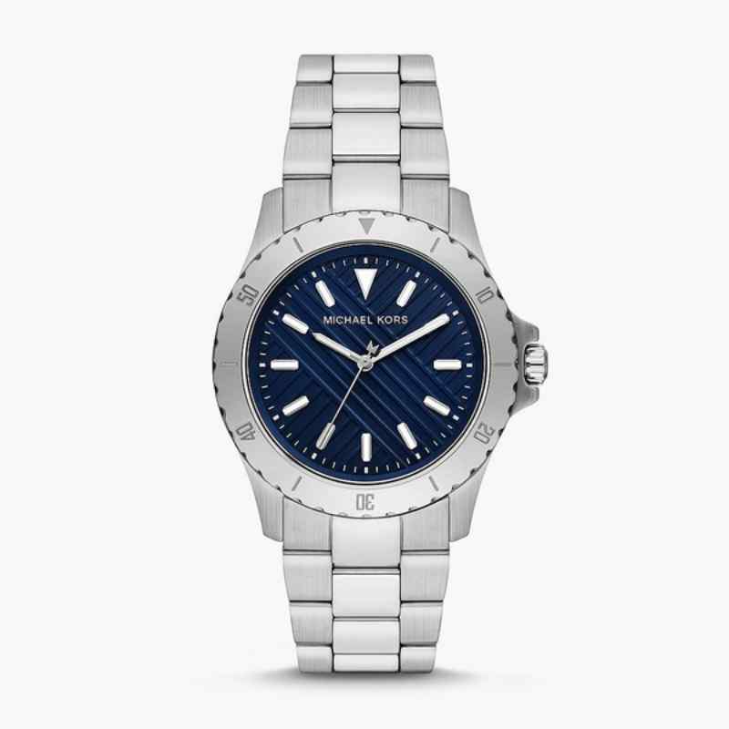 Michael Kors Everest Silver Stainless Steel Men's Watch MK9079 40mm Blue Dial