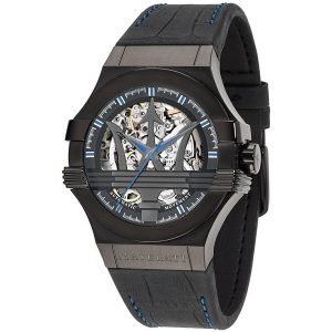 Maserati Potenza Men's Automatic Watch - Black Leather Strap & White Dial (R8821108009)