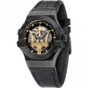 Maserati Potenza Men's Automatic Skeleton Watch - Black/Gold (R8821108036)