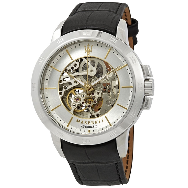 Maserati Ingegno Men's Automatic Skeleton Watch - Silver/Black (R8821119002)