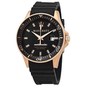 Maserati Sfida R8821140001 Men's Automatic Watch with Black Silicone Strap & Rose Gold Accents
